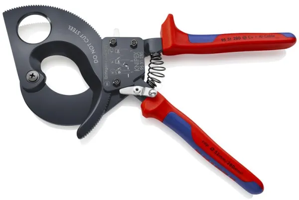 Knipex kabelsax (rattelsystem) svart lackerad, med flerkomponentshandtag 280 mm